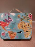 Janod puzzel koffer - wereld rond, Ophalen, Meer dan 50 stukjes, Zo goed als nieuw, 6 jaar of ouder