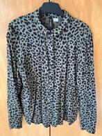 groene blouse met animalprint H&M divided maat 36, H&M, Ophalen of Verzenden, Zo goed als nieuw, Maat 36 (S)