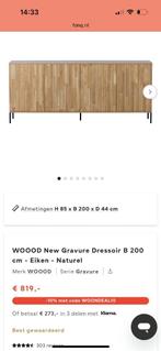 Dressoir Eiken Naturel, Huis en Inrichting, Kasten | Dressoirs, Ophalen, Met deur(en), 150 tot 200 cm, Eikenhout