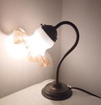 Antieke Art Nouveau zwanenhals tafellamp met glazen kelk, Huis en Inrichting, Lampen | Tafellampen, Ophalen of Verzenden, Zo goed als nieuw