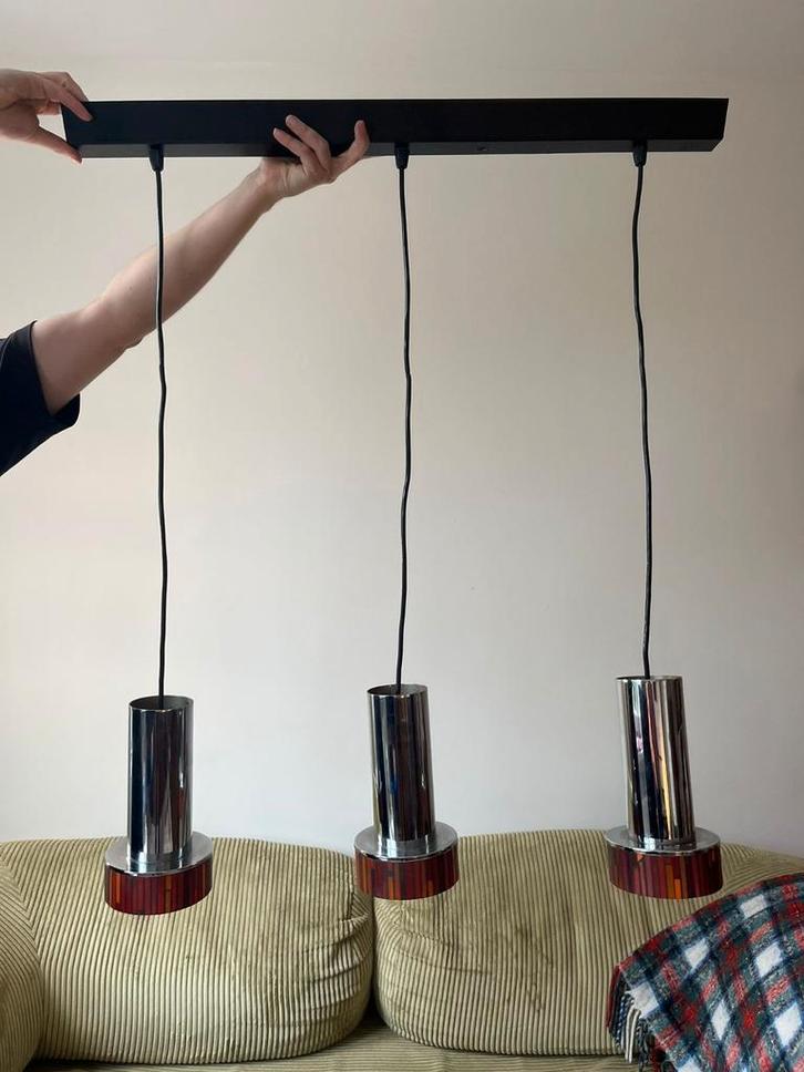 Vintage Massive Hanglamp - Mid-Century Design, Huis en Inrichting, Lampen | Hanglampen, Gebruikt, Minder dan 50 cm, Glas, Metaal