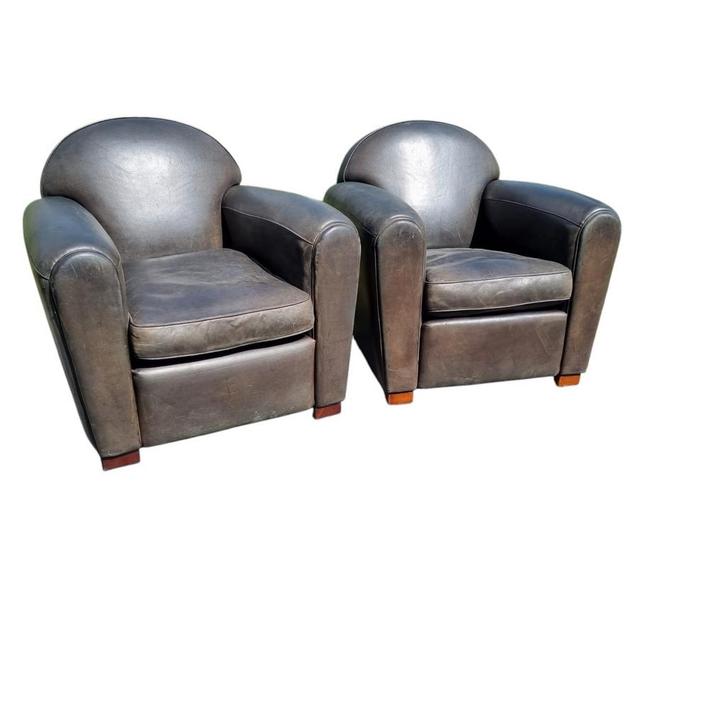 2x schapenleren Moustache fauteuil + BEZORGING GRATIS, Huis en Inrichting, Fauteuils, Gebruikt, Leer, 75 tot 100 cm, Ophalen of Verzenden