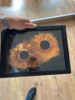 Iris foto in lijst - 2x bruin met explosie effect, Ophalen of Verzenden, Nieuw, Hout, Minder dan 50 cm