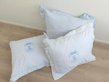 3 sierkussenhoezen 70x70 - wit/lichtblauw beschikbaar voor biedingen