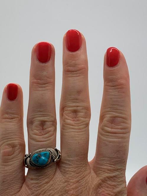 X886 Prachtige zilveren Navajo ring maat 20,5, Sieraden, Tassen en Uiterlijk, Ringen, Dame, 20 of groter, Zilver, Zilver, Met edelsteen