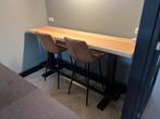 Eiken / Douglas / Essen boomstam bartafel met stalen frame, Huis en Inrichting, Tafels | Statafels, Ophalen of Verzenden, Nieuw