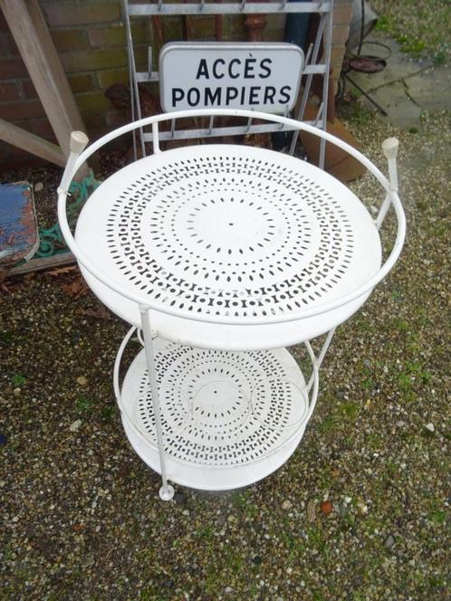 mooi wit Frans wijntafeltje wijnrekje / wijn tafeltje rekje, Antiek en Kunst, Curiosa en Brocante, Ophalen