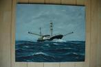 Schilderij Vissersboot KW7?? G.v.Drunen 7-85, Antiek en Kunst, Ophalen of Verzenden