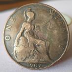 One Penny 1907 Edwardvs VII Dei Gra Britt Omn Rex Fid Ind, Postzegels en Munten, Penningen en Medailles, Ophalen of Verzenden