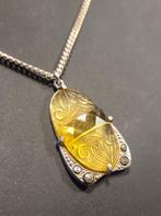 Zilveren (925) hanger met CITRIEN aan zilveren (835) ketting, Sieraden, Tassen en Uiterlijk, Kettingen, Ophalen, Zo goed als nieuw