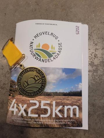 Natuur wandel 4 daagse 25 km + medaille  beschikbaar voor biedingen