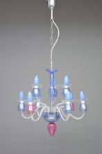 Kroonluchter van rose, blauw en helder glas, Ophalen, Zo goed als nieuw, Glas