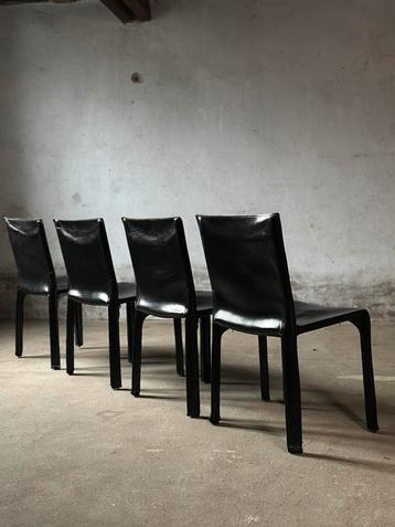 4 Cassina CAB 412 Stoelen - Zwart Leer beschikbaar voor biedingen