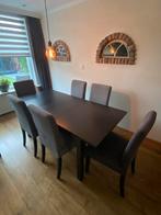 Zwarte ikea eettafel met 8 henriksdal stoelen, Huis en Inrichting, Ophalen, Gebruikt, 8 stoelen of meer