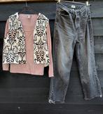 Leuke set spijkerbroek en roze wit pastel M/38, Ophalen of Verzenden, Zo goed als nieuw, Maat 38/40 (M)