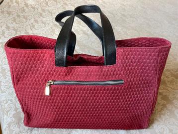 Italiaanse rode suede leren shopper, handtas. beschikbaar voor biedingen