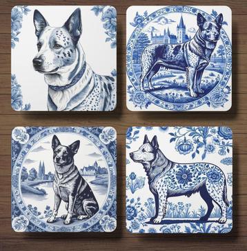 Cattle Dog Delfts Blauw onderzetters met houder beschikbaar voor biedingen