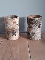 Houten Kaarsenhouders met Glas - Houtschors, Ophalen