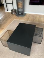 Salontafel zwart / eiken bijzettafeltjes, Ophalen, Gebruikt