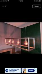 Industriele Hanglamp met 4 sierlampen, Ophalen, Zo goed als nieuw, Industrieel, Metaal