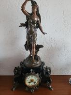 Antieke pendule met bronzen beeld, Ophalen of Verzenden