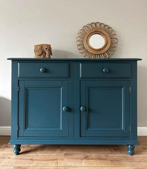 Vintage commode hout babykamer blauw dressoir kast, Kinderen en Baby's, Kinderkamer | Commodes en Kasten, Gebruikt, Commode, 90 tot 105 cm
