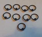 Zwarte piercing ringetjes 1,2 x 10 mm., Ophalen of Verzenden, Nieuw, Staal, Overige typen