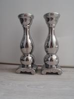2 kandelaars chrome, Overige materialen, 25 tot 50 cm, Ophalen of Verzenden, Zo goed als nieuw