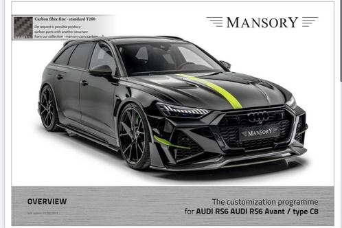 Audi rs6 mansory body kit voor de rs6 c8 & rs6 advent, Auto diversen, Handleidingen en Instructieboekjes, Ophalen of Verzenden