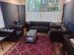 Chesterfield set 1x sofa + 2x fauteuil zwart/donkerbruin, Ophalen, Gebruikt, Klassiek, 200 tot 250 cm