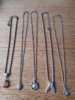 5 Zilverkleurige Kettinkjes met Hangers, Ophalen of Verzenden, Zo goed als nieuw, Zilver, Overige materialen