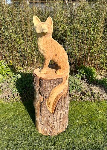 Houtsculptuur, Tuinbeeld, Vos, Cedar, Kettingzaag  beschikbaar voor biedingen