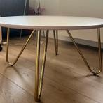 Beige salon tafel met gouden poten, Ophalen, Rond, 50 tot 100 cm, Zo goed als nieuw