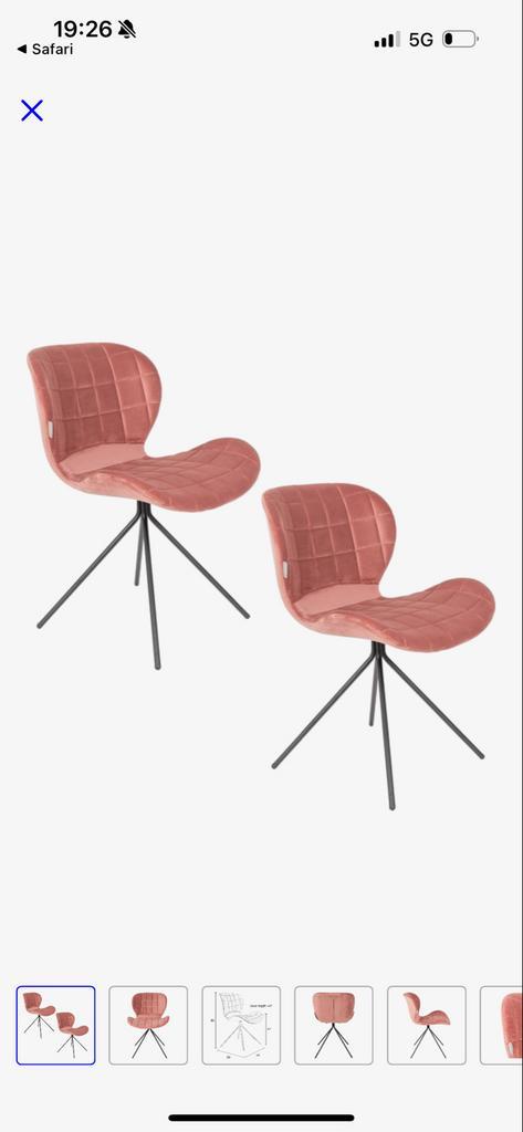 4 Zuiver Velvet Roze Eetkamerstoelen, Huis en Inrichting, Stoelen, Zo goed als nieuw, Vier, Stof, Overige kleuren, Ophalen of Verzenden