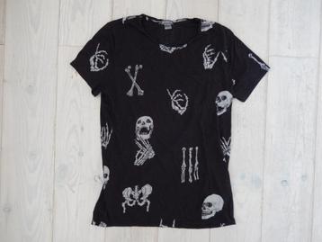 H&M divided zwart t-shirt met skelet / botten/ schedel mt s beschikbaar voor biedingen