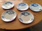 5 borden, bordjes met blauw motief, bootje, molen jaren '50, Antiek en Kunst, Ophalen of Verzenden