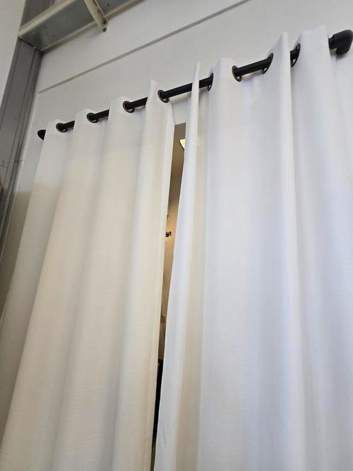 Witte geweven gordijnen - topstaat & stijlvol, Huis en Inrichting, Stoffering | Gordijnen en Lamellen, Gebruikt, 200 cm of meer