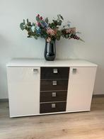 Dressoir deels hoogglans wit grijs, Huis en Inrichting, Kasten | Dressoirs, Ophalen of Verzenden, Zo goed als nieuw, 25 tot 50 cm