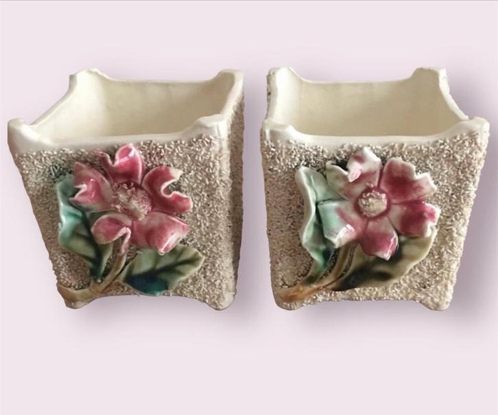 Set van 2 Antieke Frie Onnaing Cachepots, Huis en Inrichting, Woonaccessoires | Vazen, Gebruikt, Overige kleuren, Minder dan 50 cm