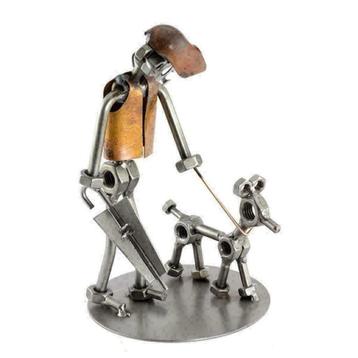 Wandelen met de hond - steelman, wandelen, pup, beeldje, beschikbaar voor biedingen