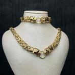 14 karaat gouden set ketting met armband panter schakel, Ophalen of Verzenden, Zo goed als nieuw, Goud
