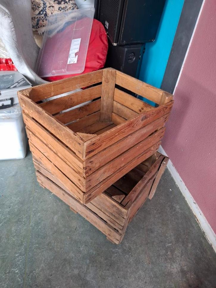 Vintage Houten Kisten - Set van 2, Huis en Inrichting, Woonaccessoires | Kisten, Gebruikt, Minder dan 50 cm, Minder dan 50 cm