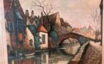 Oude vintage print ingelijst Le Quai Vert CH Chataul Brugge, Ophalen of Verzenden, Gebruikt
