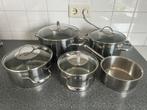 WMF pannenset 5-delig, Huis en Inrichting, Keuken | Potten en Pannen, Ophalen, Zo goed als nieuw, Rvs, Pannenset