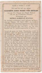 Elis. van  Eekelen 1891 Roosendaal en Nispen + 1947 Roermond, Verzenden