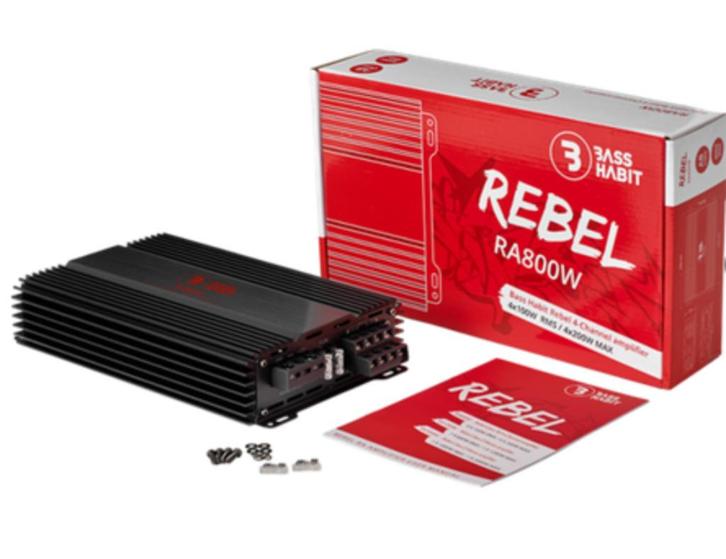 Bass Habit RA800W 4 kanaals versterker 4 x 100W RMS, Auto diversen, Autospeakers, Nieuw, Ophalen of Verzenden