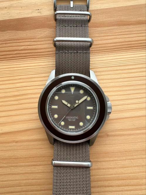 Unimatic U1S-MB (bruin, Sellita sw200, dunnere kast), Sieraden, Tassen en Uiterlijk, Horloges | Heren, Zo goed als nieuw, Overige merken
