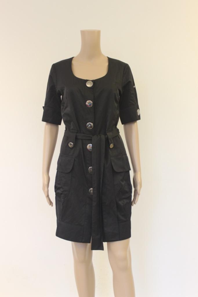 AirField zwarte jurk met zilveren knoppen maat 38, Kleding | Dames, Jurken, Zo goed als nieuw, Maat 38/40 (M), Zwart, Boven de knie