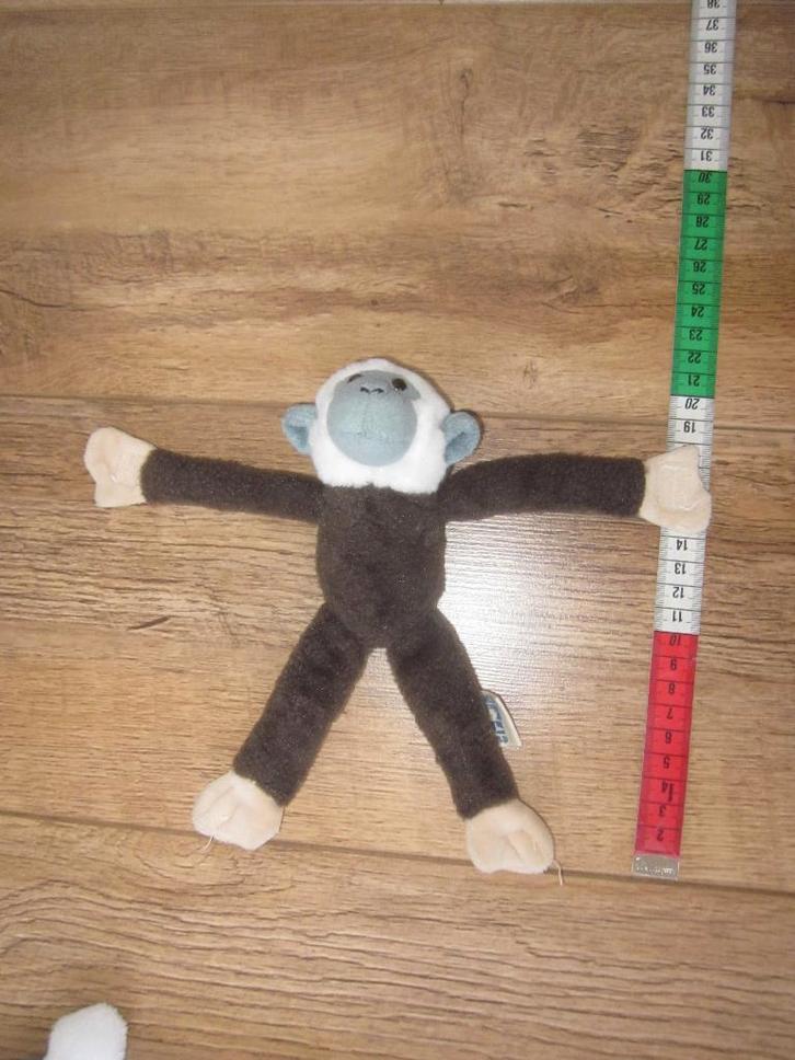 Petjes World bruin-wit zacht pluche slinger bungel aap knuff, Kinderen en Baby's, Speelgoed | Knuffels en Pluche, Zo goed als nieuw