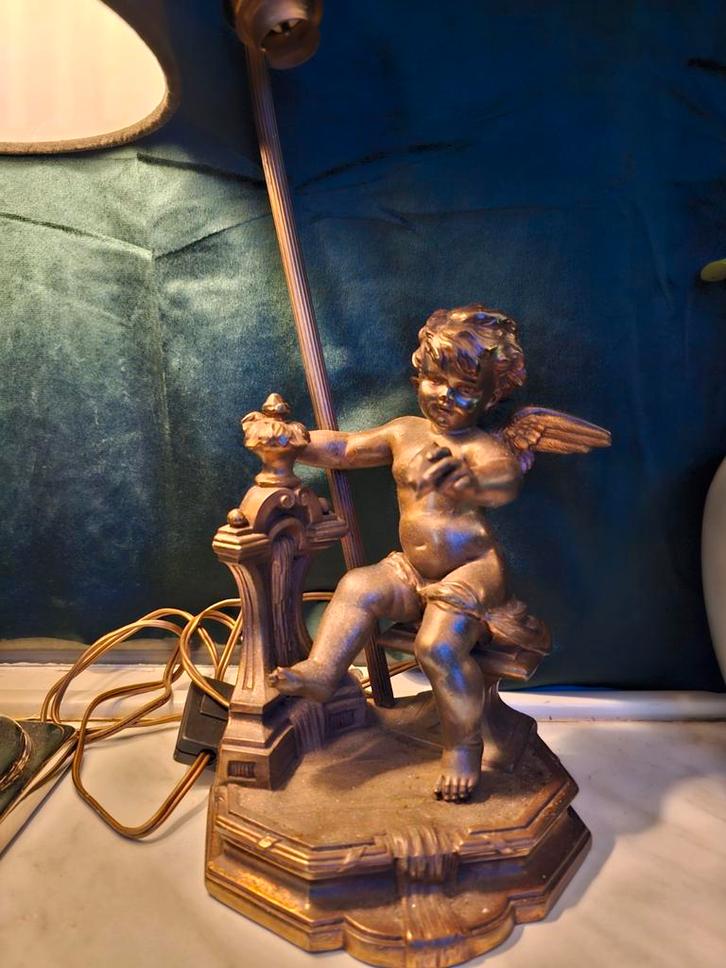 Antieke Messing Engel Lamp uiteraard werkend, Antiek en Kunst, Antiek | Lampen, Ophalen of Verzenden